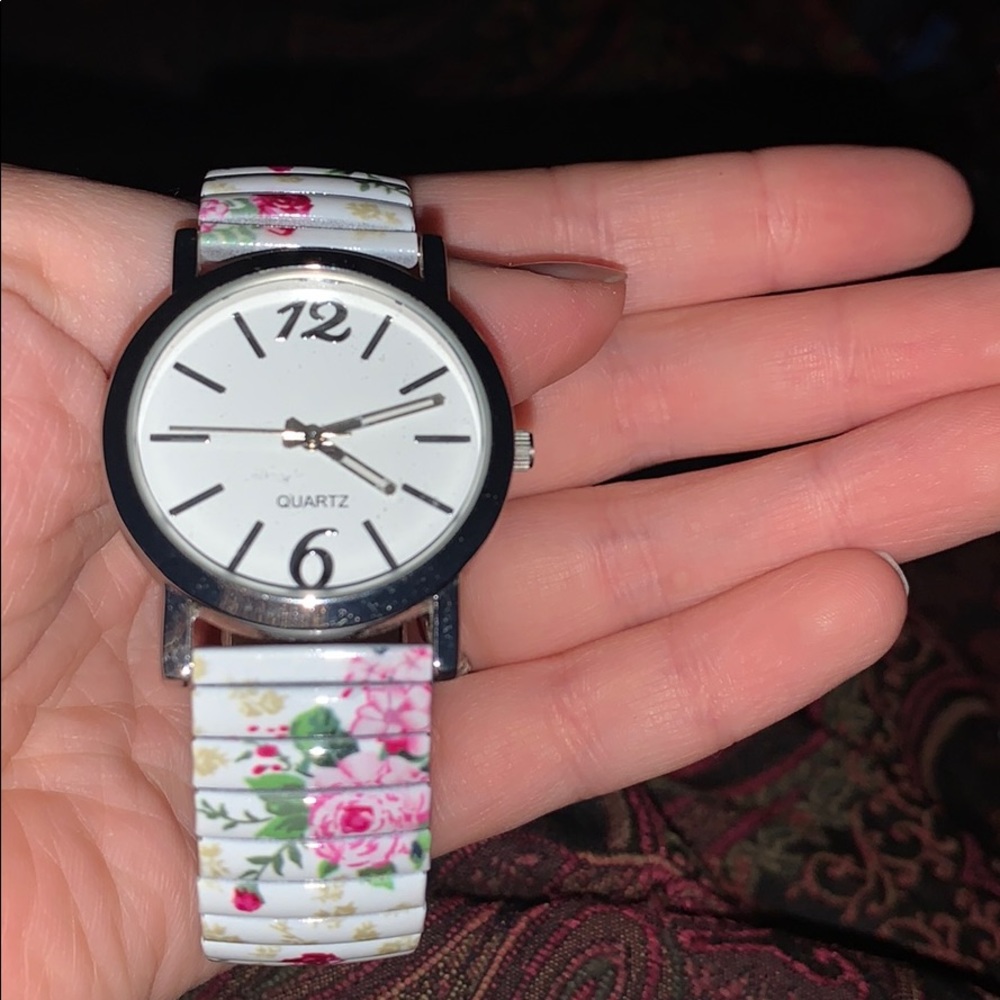 White floral watch